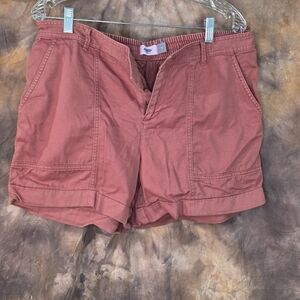 Old Navy Utility Surplus Shorts Red Faded Brick Coral Stretch Waist Pockets 12